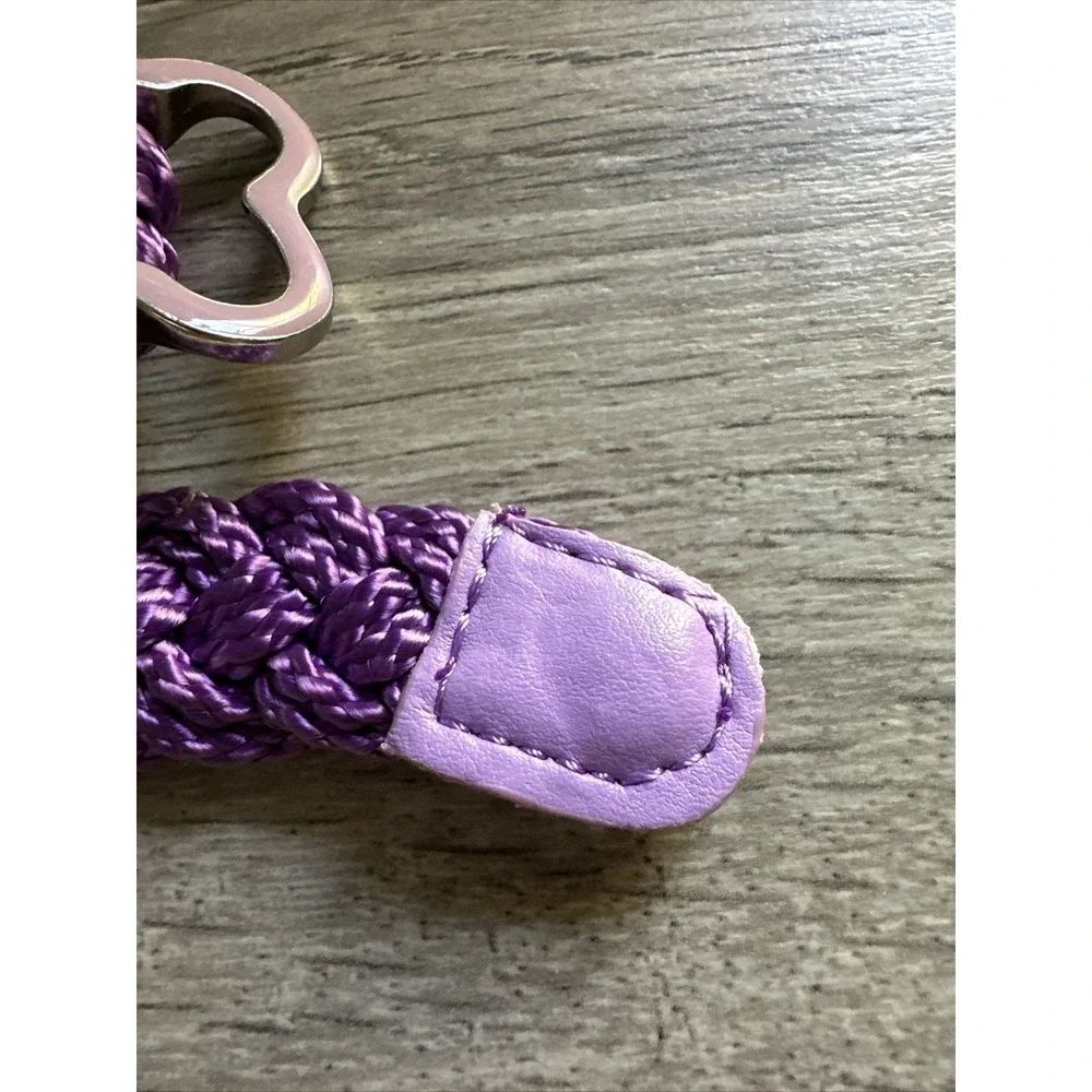 Purple Braided Cord Belt with Lavender Dog Bone Buckle‎ Skinny Novelty Accessory